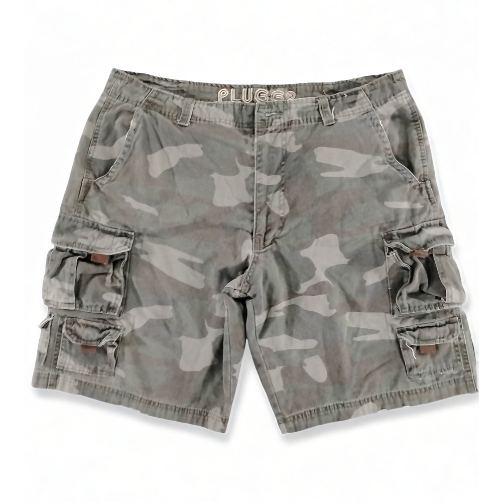 Streetwear Skater Plugg Cargo Shorts 38 Cotton Camo Baggy Utility Workwear